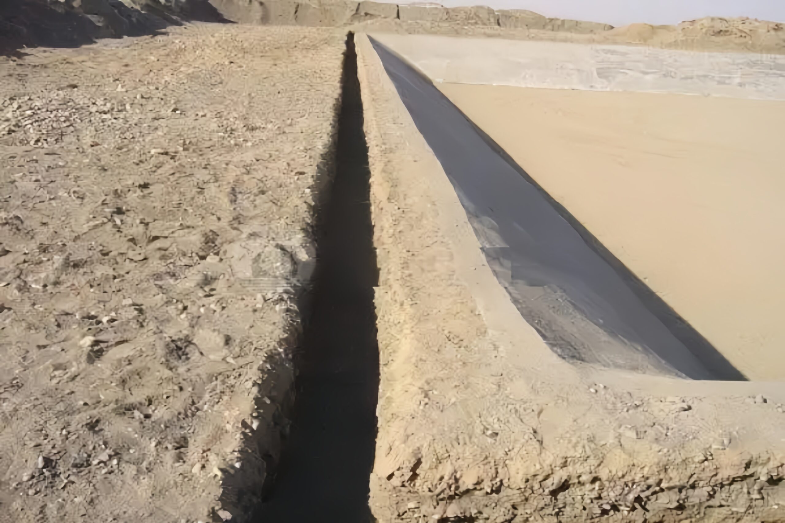 Illustration showing key design parameters of an anchor trench: depth, width, setback, and rounded corners