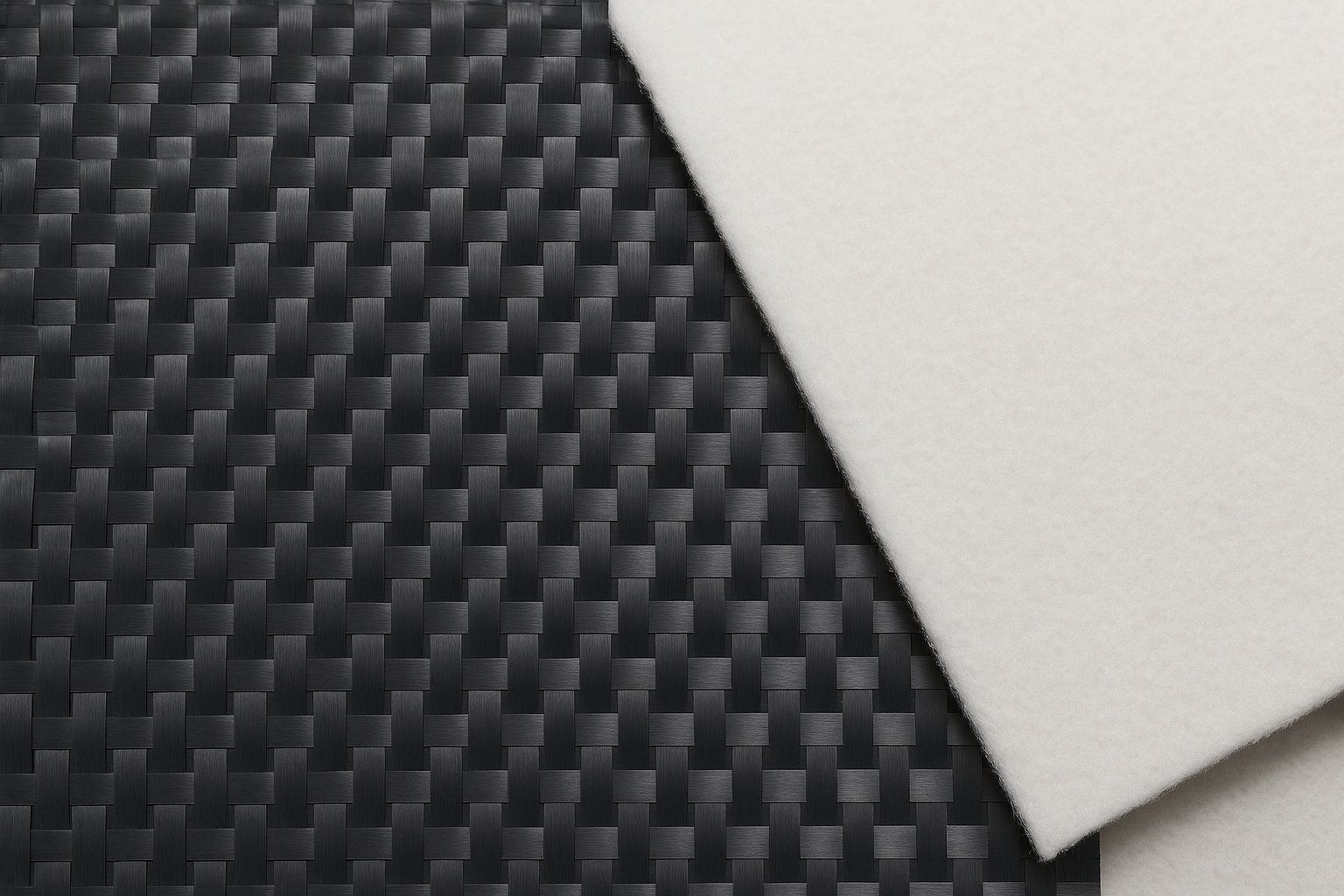 A side-by-side comparison showing the grid-like structure of woven geotextile and the felt-like texture of non-woven geotextile