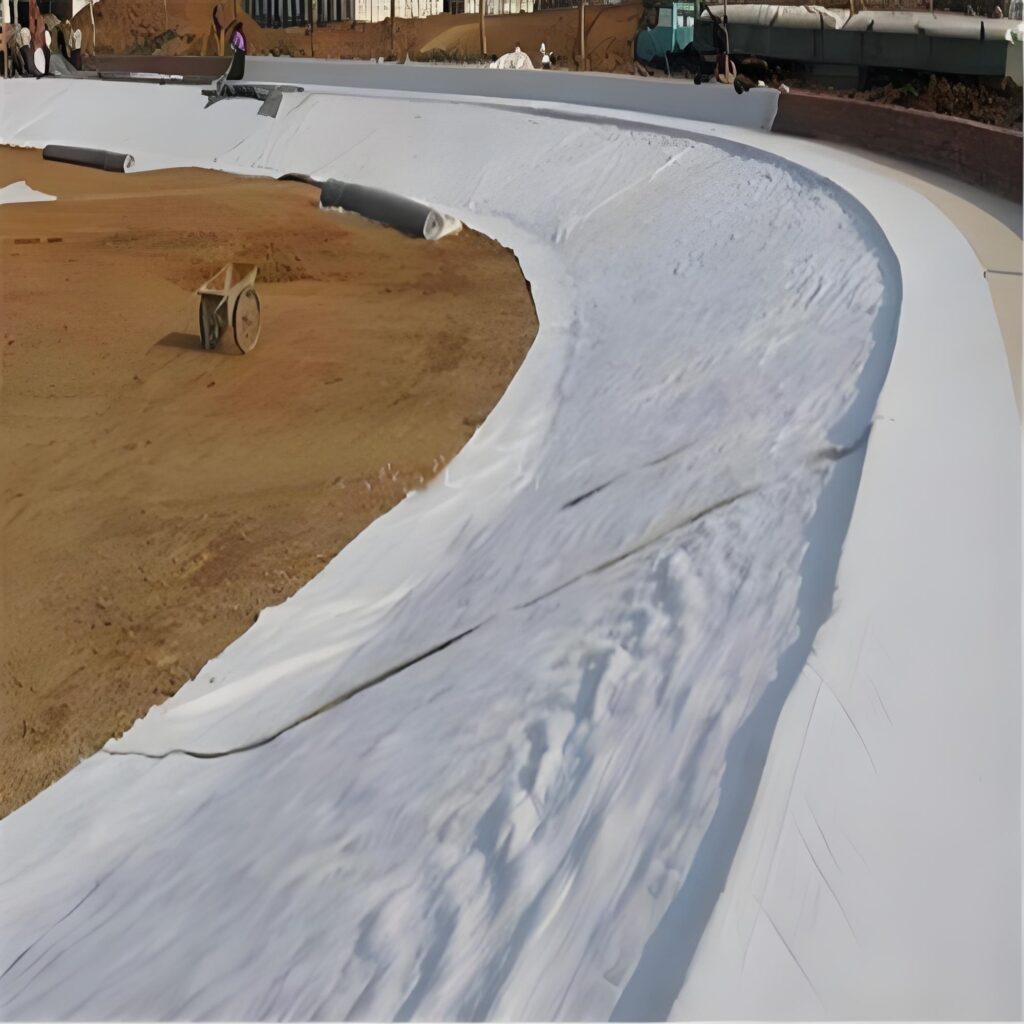 Laying woven geotextile