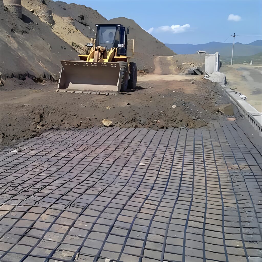 biaxial geogrid laying
