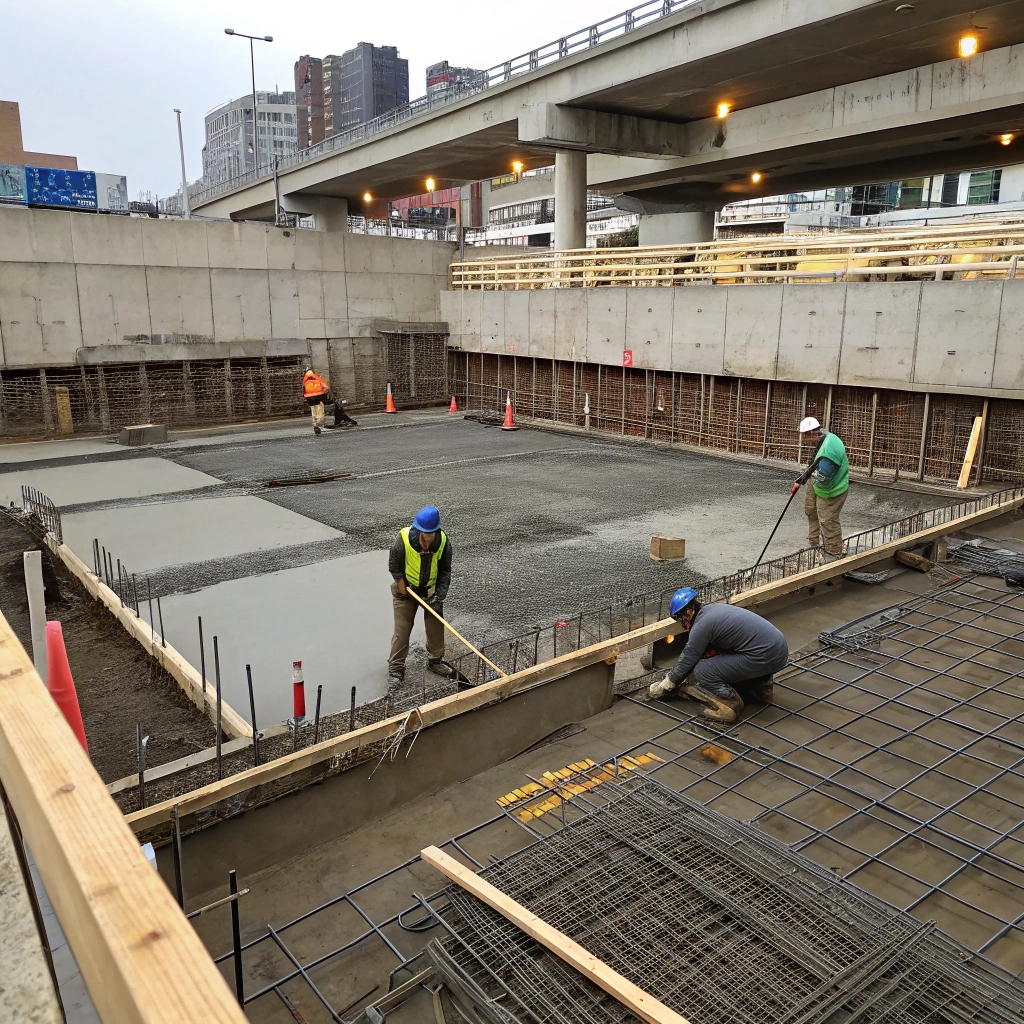 construction site of an underground parking or bas
