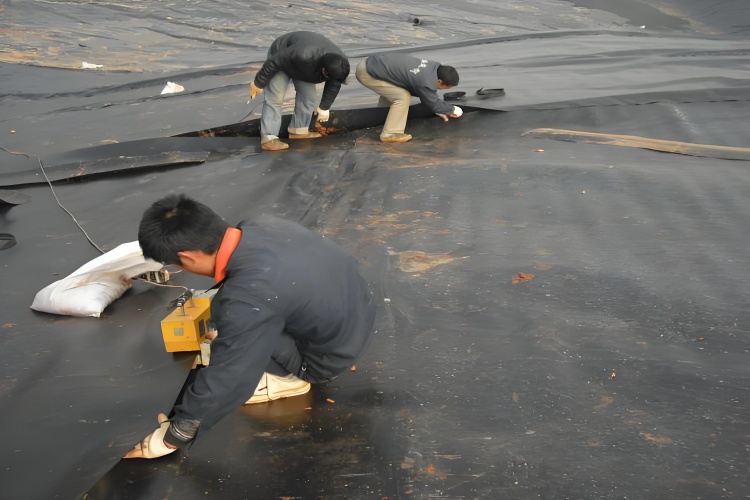 A collection of geomembrane welding machines including a hot wedge welder, an extrusion welder, and a hot air gun