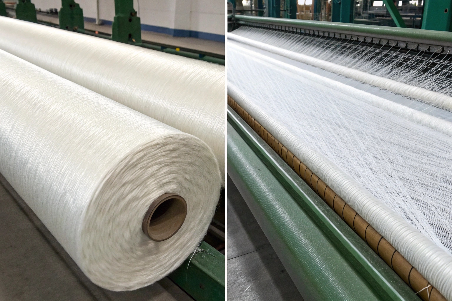 A diagram illustrating the spunbond process with long filaments vs. the carding process with short, chopped fibers