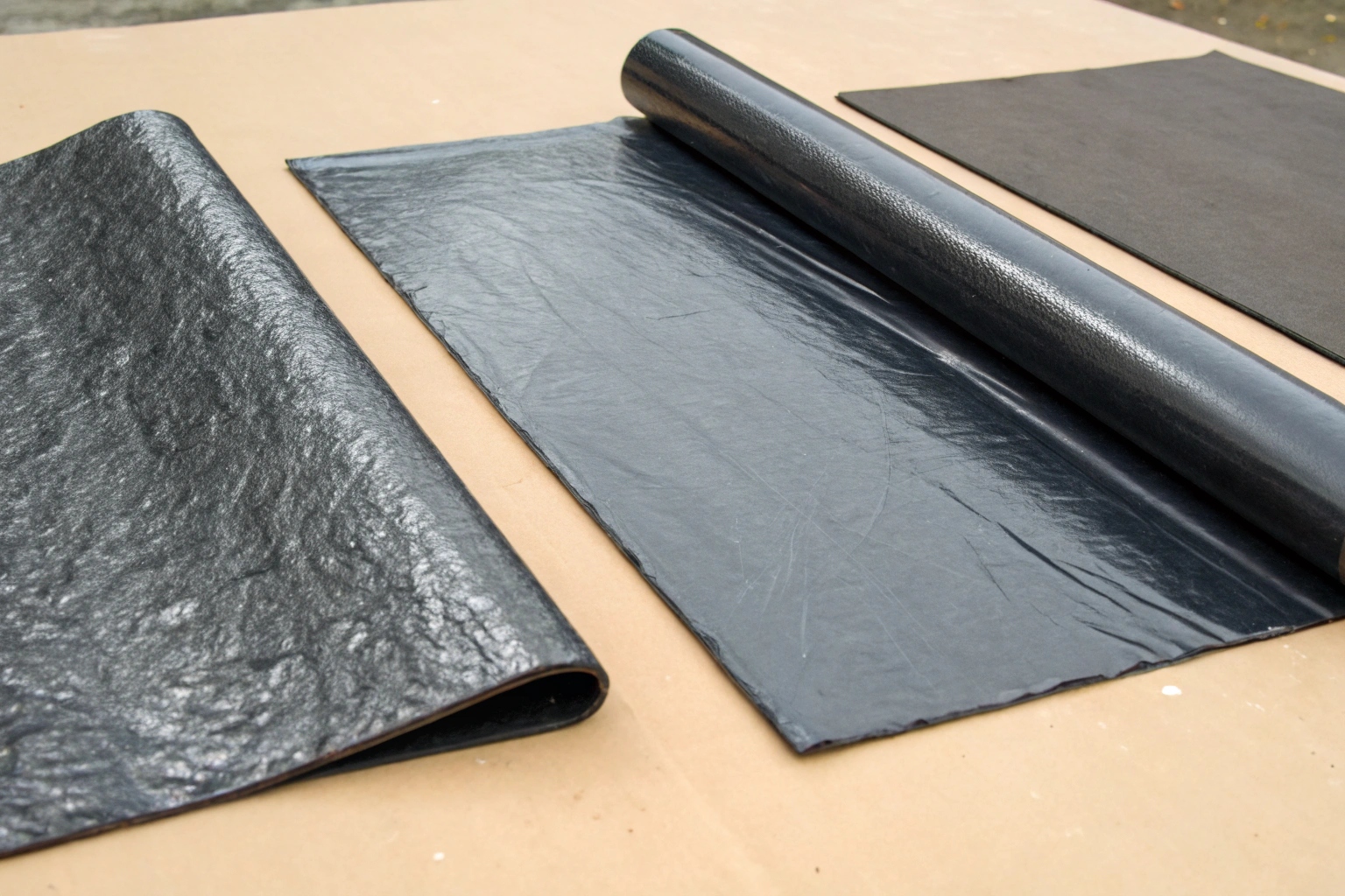 A diagram comparing a thick 2.0mm geomembrane over a rough subgrade vs. a thinner 1.0mm liner for a simple pond