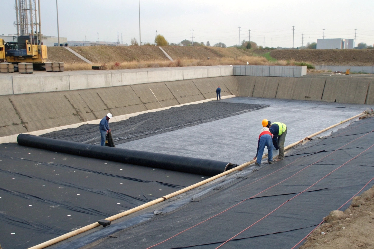 Diagram of a composite liner system combining an HDPE geomembrane over a GCL