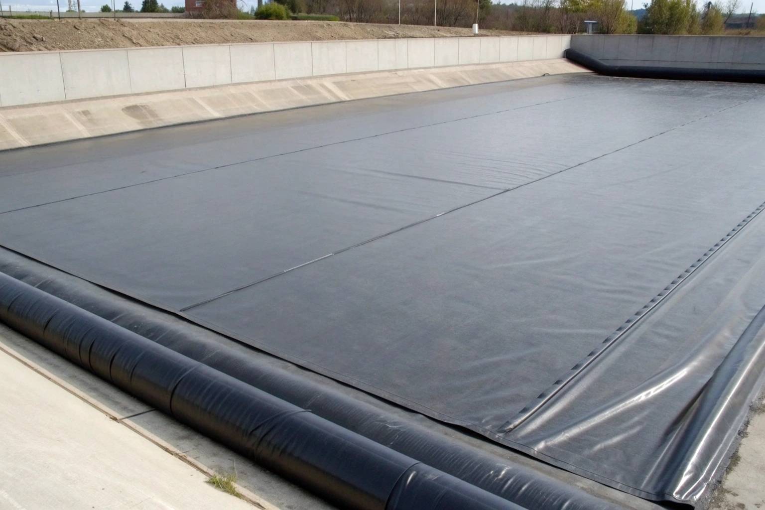 A close-up shot showing the thick, durable texture of an HDPE geomembrane roll