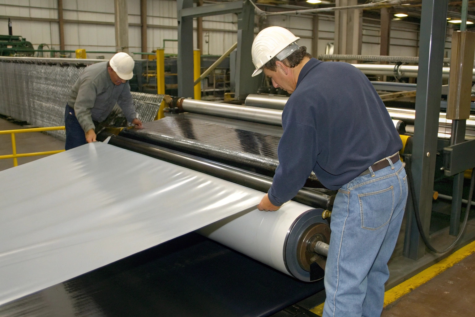 Geomembrane roll showing thickness and quality control