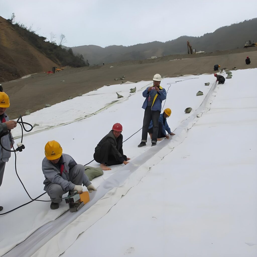laying nonwoven geotextile