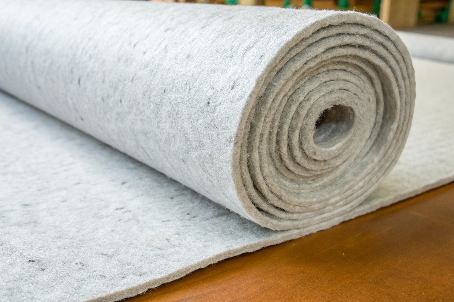 A split image showing a woven geotextile under high tension and water flowing easily through a non-woven geotextile