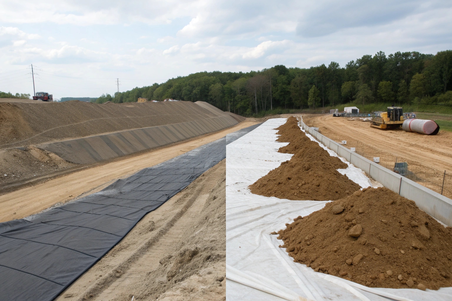 Diagram comparing the thin profile of a GCL to a thick Compacted Clay Liner