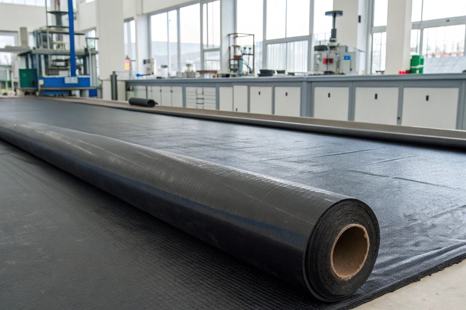 A close-up shot of a durable HDPE geomembrane material showing its texture
