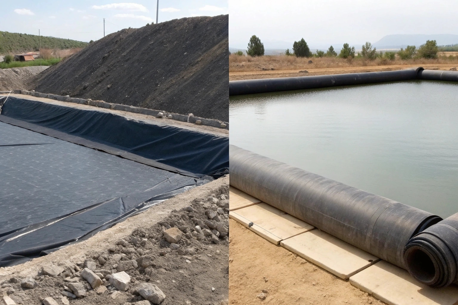 A diagram showing how pond liners are a specialized subset within the broader category of geomembranes