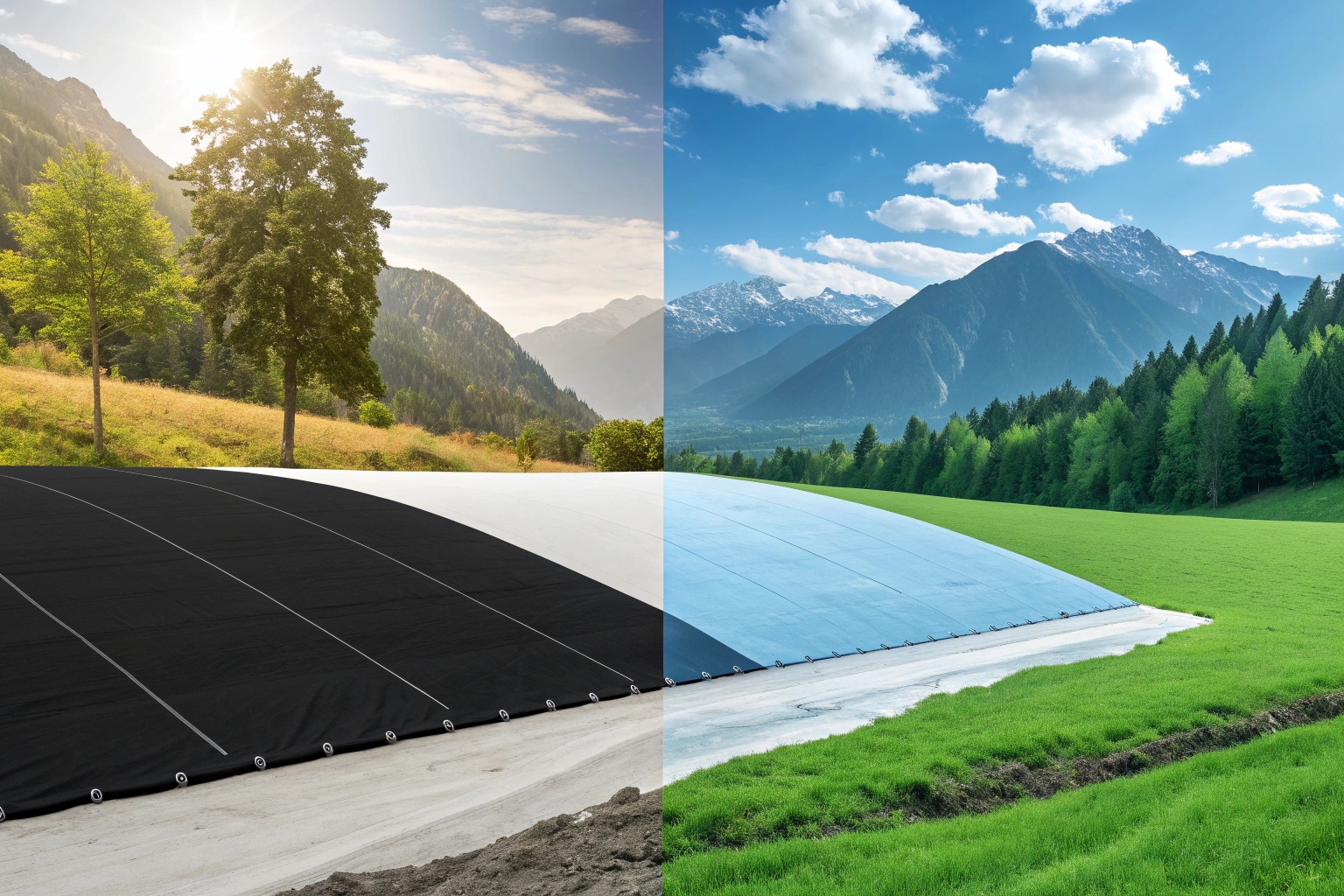 Engineer reviewing geomembrane color swatches for a project