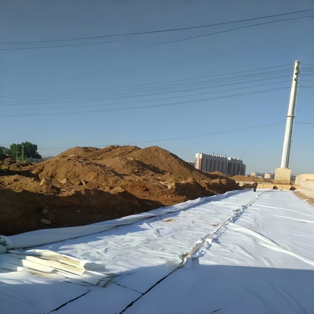 woven geotextile installing