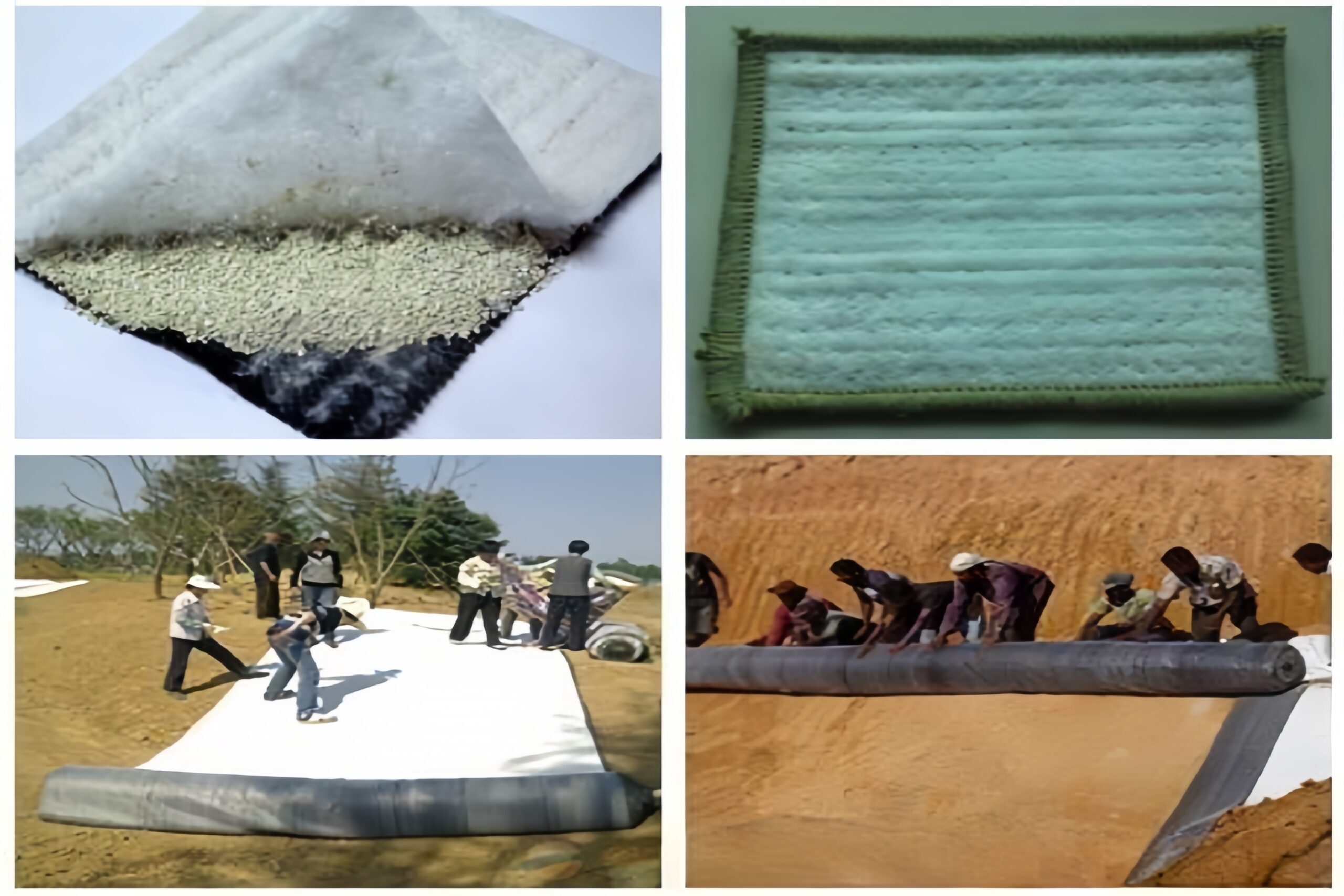 Diagram showing how the bentonite in a GCL swells with hydration to seal a puncture