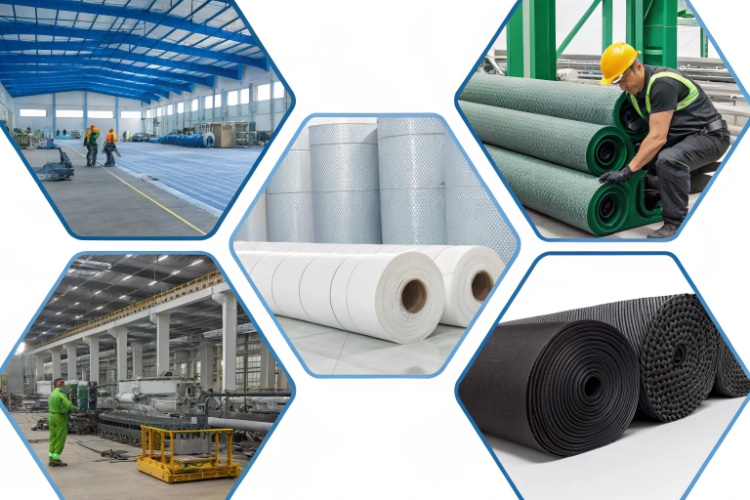 Waterproof Specialist's products (geomembrane rolls) packed and ready for international export shipping