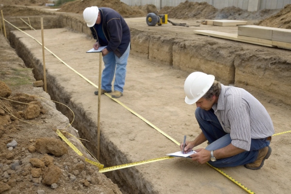 Detailed cross-section of an anchor trench showing how the geomembrane and GCL are secured