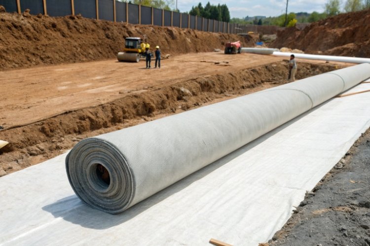 A visual comparison showing a thin roll of GCL next to a large pile of clay soil, illustrating the volume difference needed for the same performance.