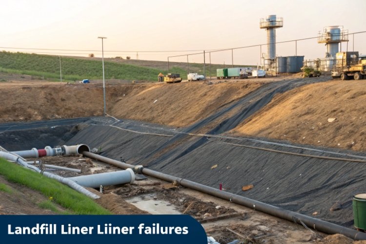 Dijagram koji ilustrira mehanizam sloma nagiba uzrokovan visokim pritiskom glave procjedne vode na odlagalištu.