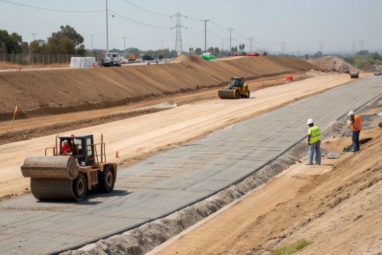 A perfectly prepared, smooth, and compacted soil subgrade ready for GCL installation.