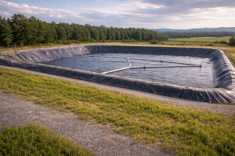 A close-up of a professionally sealed pipe penetration through a geomembrane liner, showing the welding and boot.