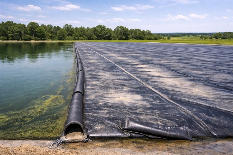 Rainwater pooling on biogas cover