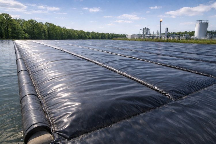 Biogas floating cover on anaerobic lagoon
