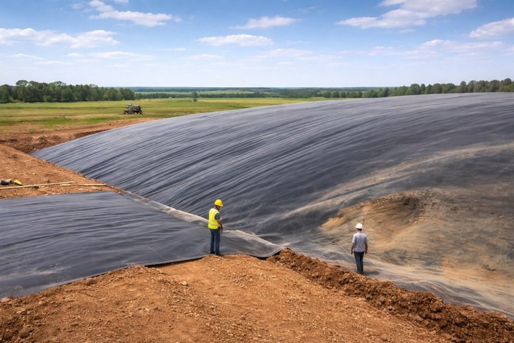 Biogas lagoon liner installation