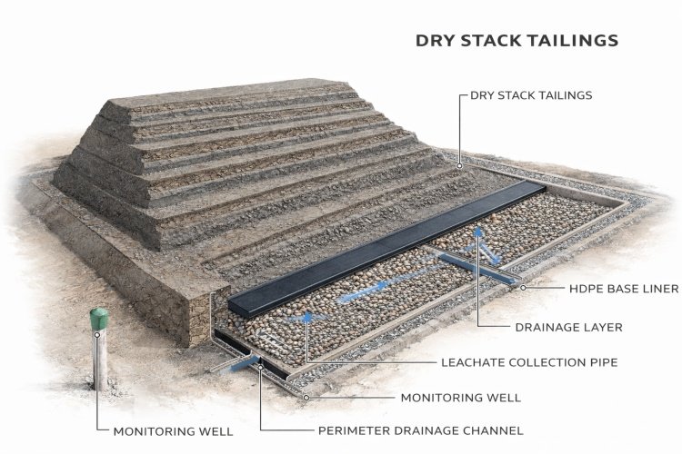 Illustration of a Dry Stack Tailings Facility layout