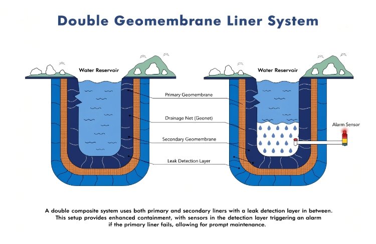 Geomembrane and geotextile composite liner installation