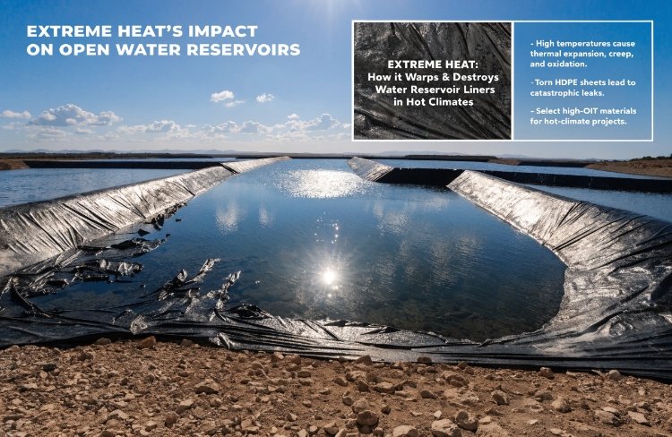 High temperature effects on HDPE liner in desert reservoir
