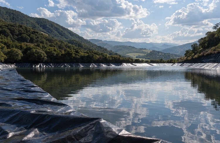 HDPE geomembrane liner in agricultural irrigation reservoir