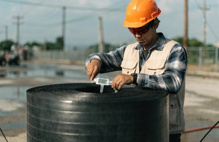 HDPE geomembrane roll thickness measurement
