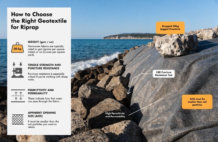 Nonwoven geotextile for erosion control roll sizes