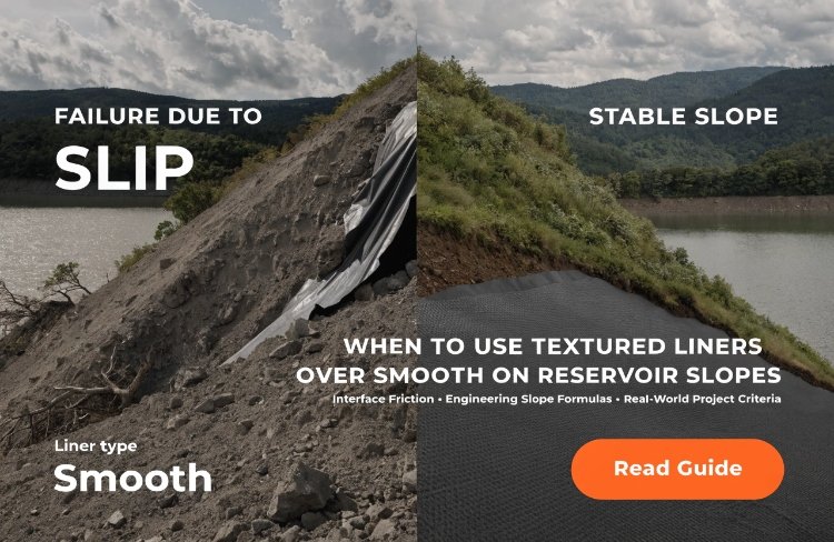 Textured geomembrane surface on a slope