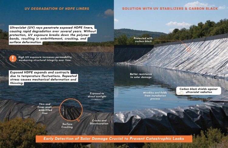 High density polyethylene geomembrane in open reservoir