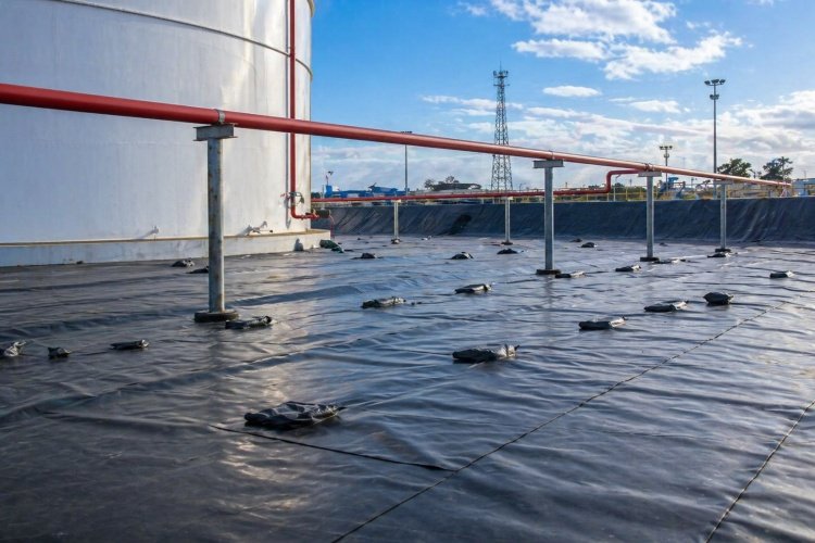 HDPE geomembrane liner used in a chemical storage containment area