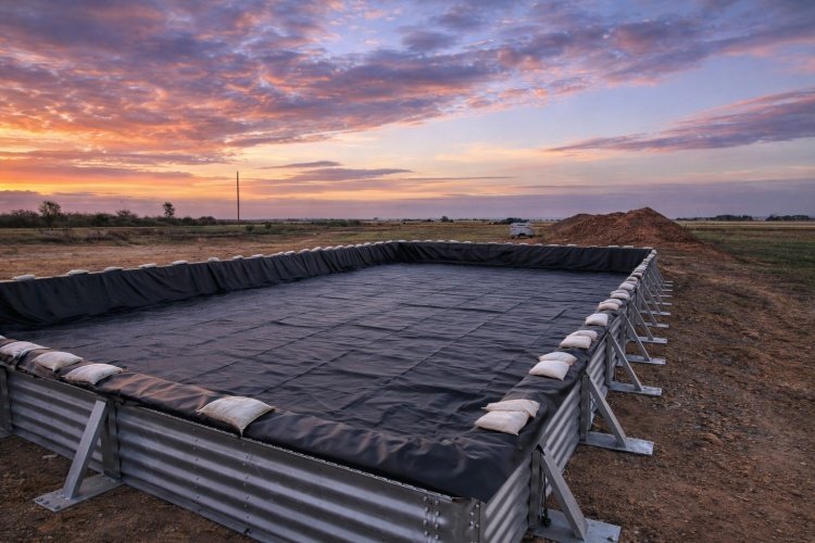 Geomembrane liner system layers showing subgrade, geotextile, and liner