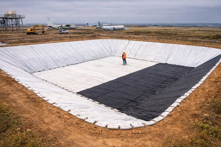 Geomembrane installation for oil and gas tank farm containment