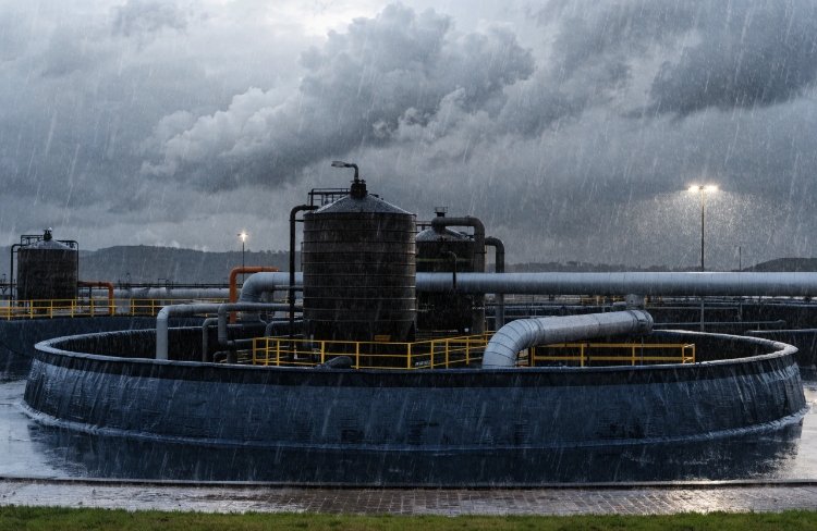 Oil and gas secondary containment facility with HDPE liner