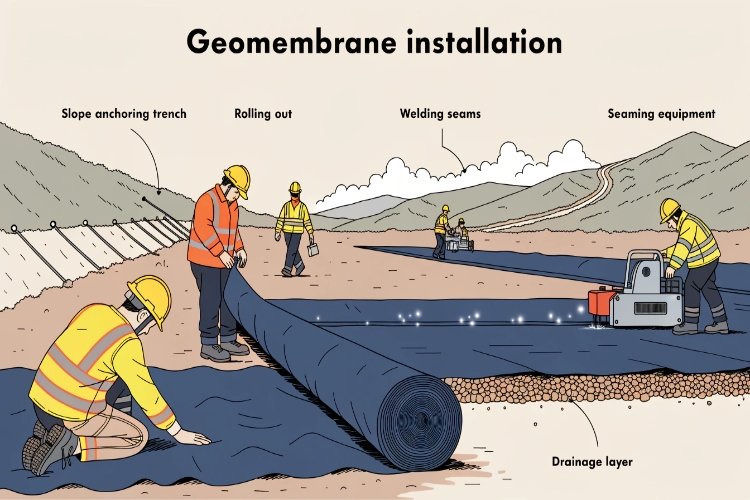 Flexible LLDPE liners used in complex chemical containment bunds